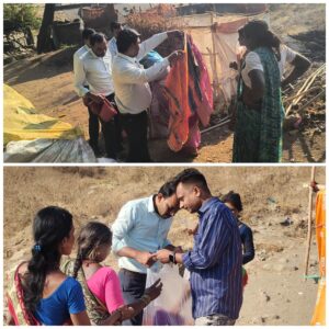 Distribution of clothes to the needy on the occasion of Sandeep Dada Shelke's birthday.