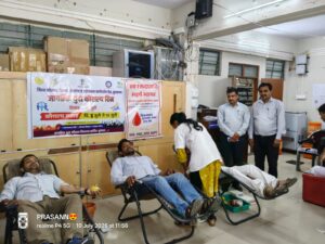 Blood donation in Buldhana on the occasion of World Youth Skills Day.