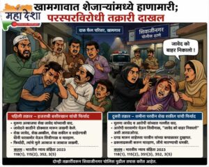 Dispute between neighbors in Khamgaon escalates.