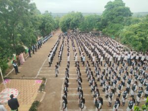 80th Independence Day celebrated with enthusiasm at Jijau Dnyan Mandir School and Junior College, Palaskhed Bhat.