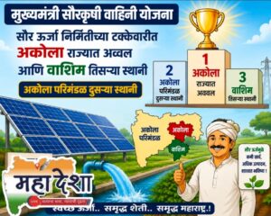 Akola district's spectacular success in the Chief Minister's Solar Agriculture Feeder Scheme.