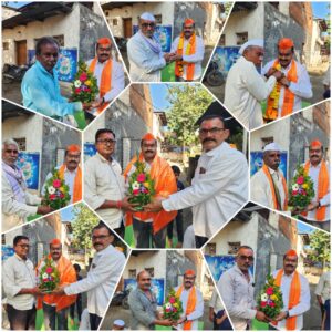 Shiv Sena District Chief Jalindar Budhwat showered with affection.
