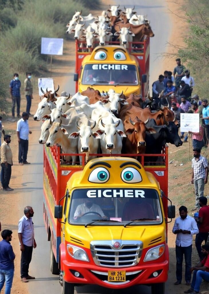 Transport of 26 cattle in a convoy
