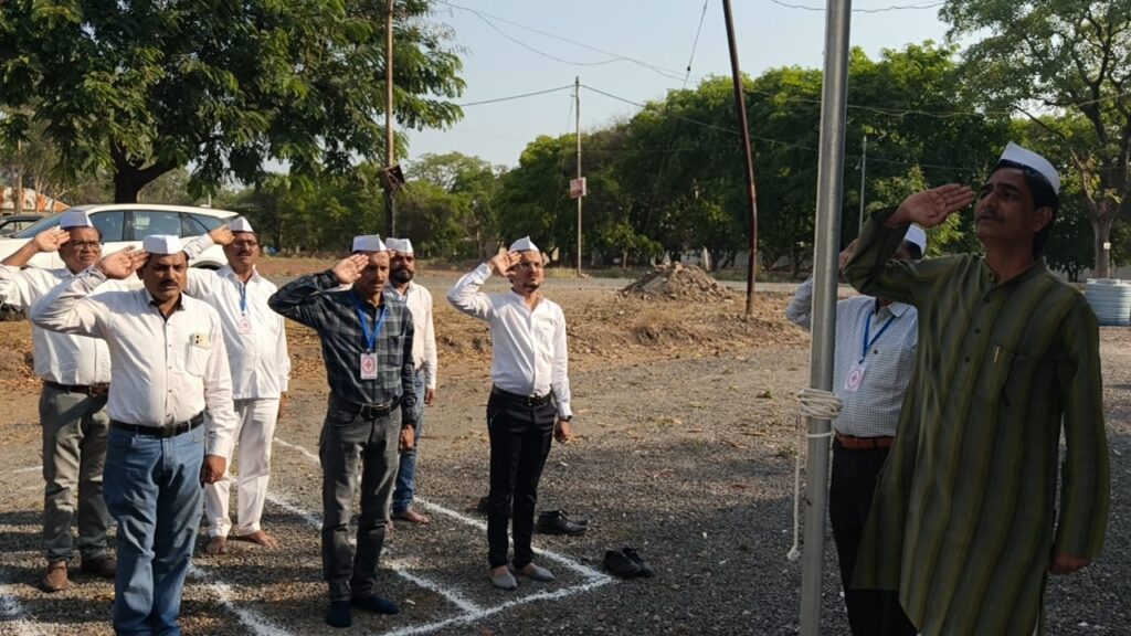 Flag hoisting at the Red Cross office