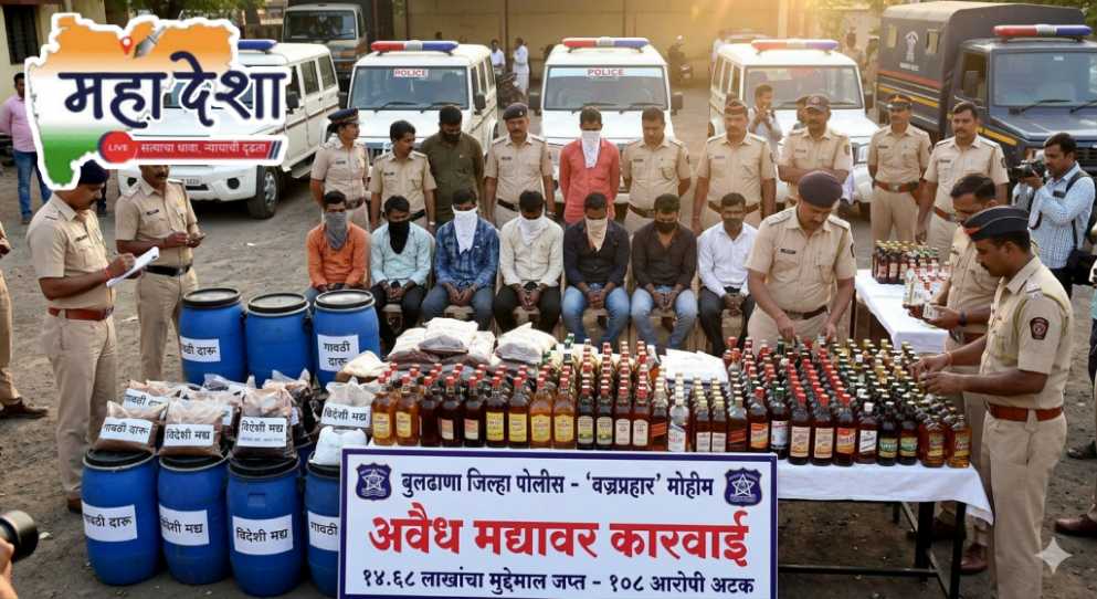बुलढाण्यात अवैध मद्यावर वज्रप्रहार : Major crackdown on illicit liquor in Buldhana