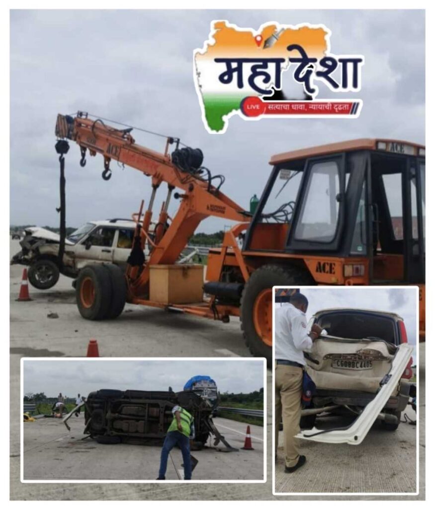 Tyre burst; Scorpio overturned
